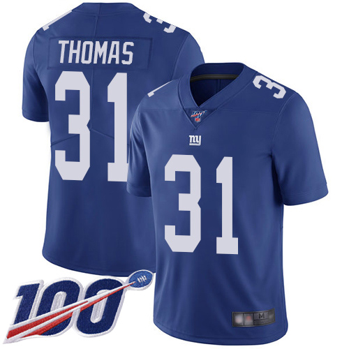 Men New York Giants 31 Michael Thomas Royal Blue Team Color Vapor Untouchable Limited Player 100th Season Football NFL Jersey
